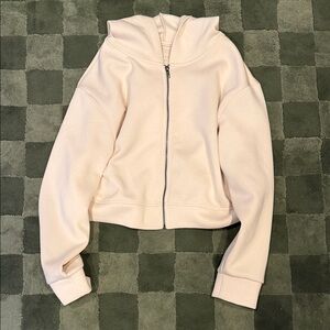 Women's Cream Zip-Up Hoodie Jacket